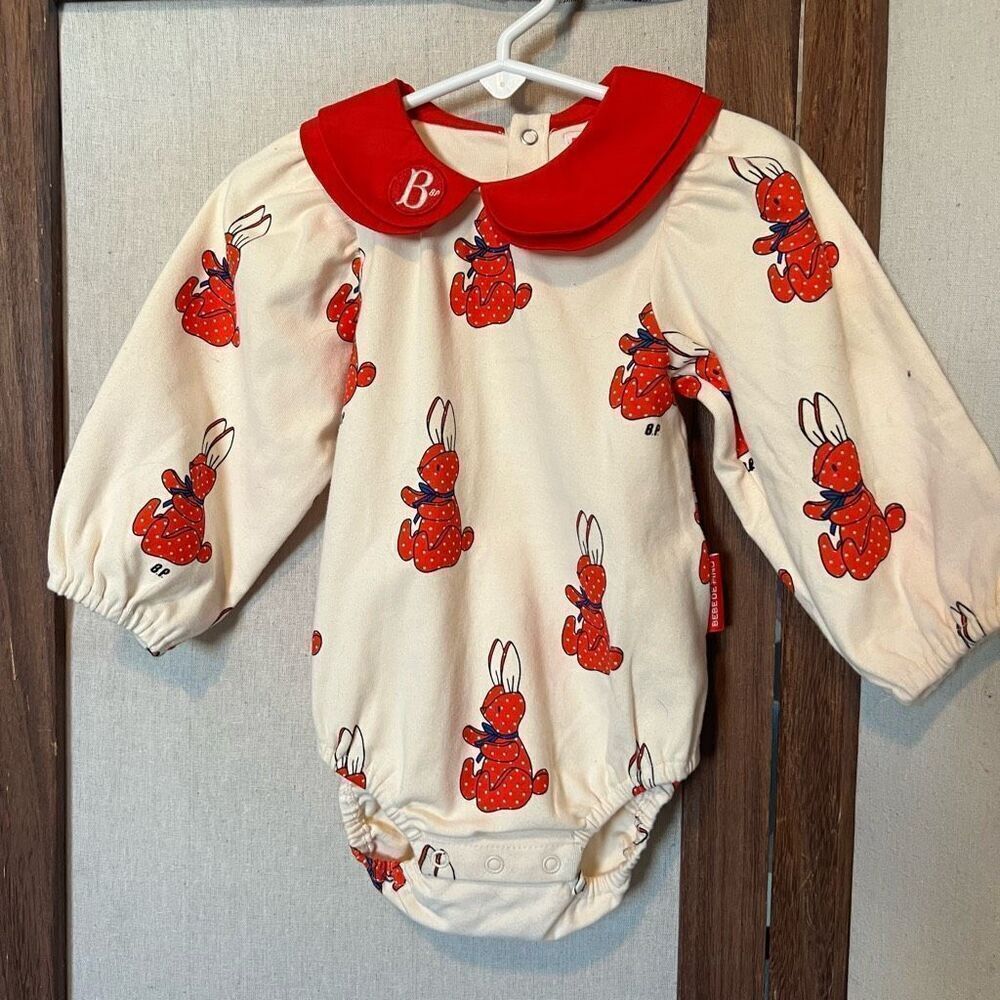 Bebe De Pino Cream & Red Bunny Long Sleeve One Piece